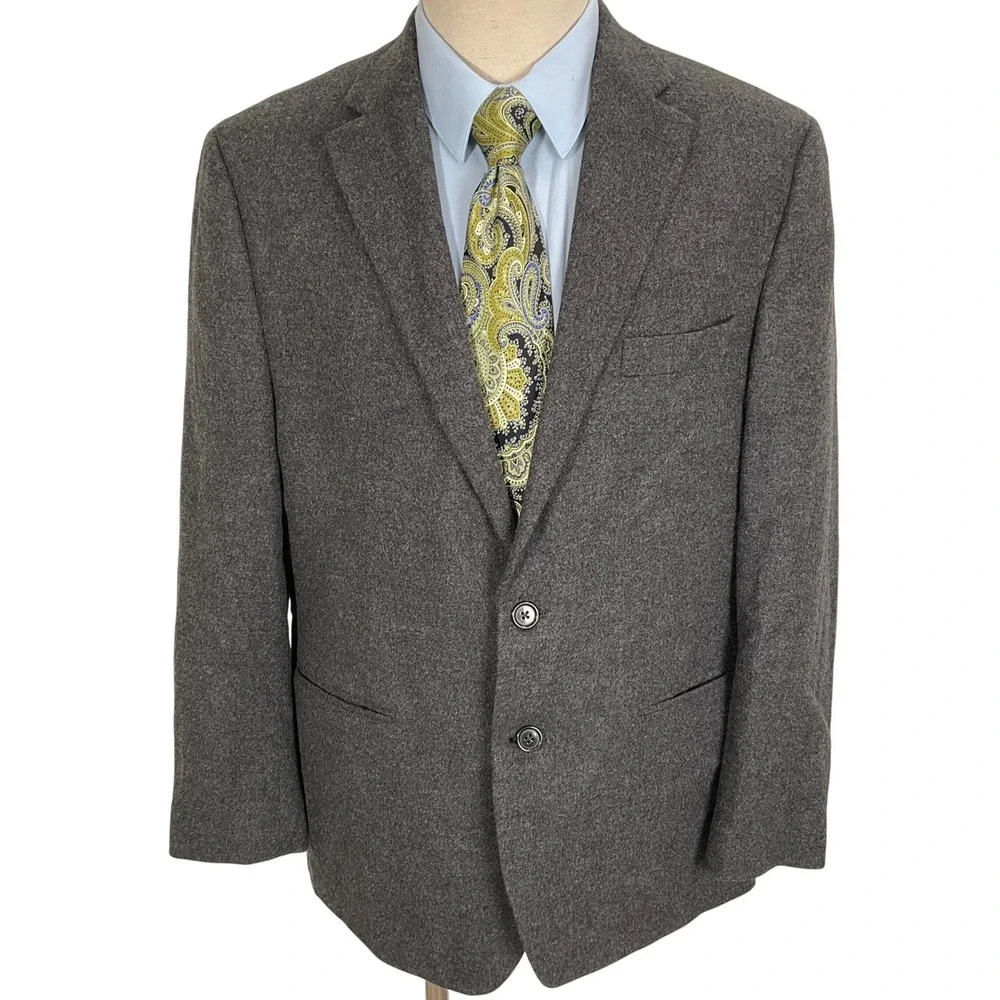 Lauren Ralph Lauren Blazer Mens 43R Charcoal Gray‎ Wool Silk Cashmere Jacket